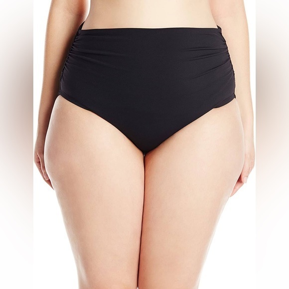 NEW Anne Cole Black Convertible High Waist Shirred Swim Bottom Ruched Size 20W - Picture 1 of 8